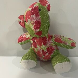 Floral Green and Red Stuffed Animal